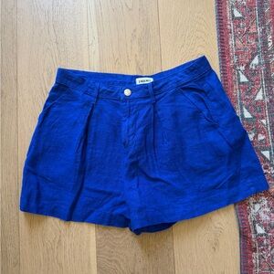 NWOT! L'AGENCE Blue Pleated 100% Linen Shorts